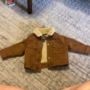 Gap baby Sherpa lined jean jacket in light brown